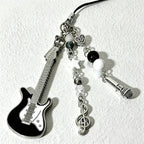 CouldNook Guitar and Microphone Beaded Phone Charm - Music Motifs