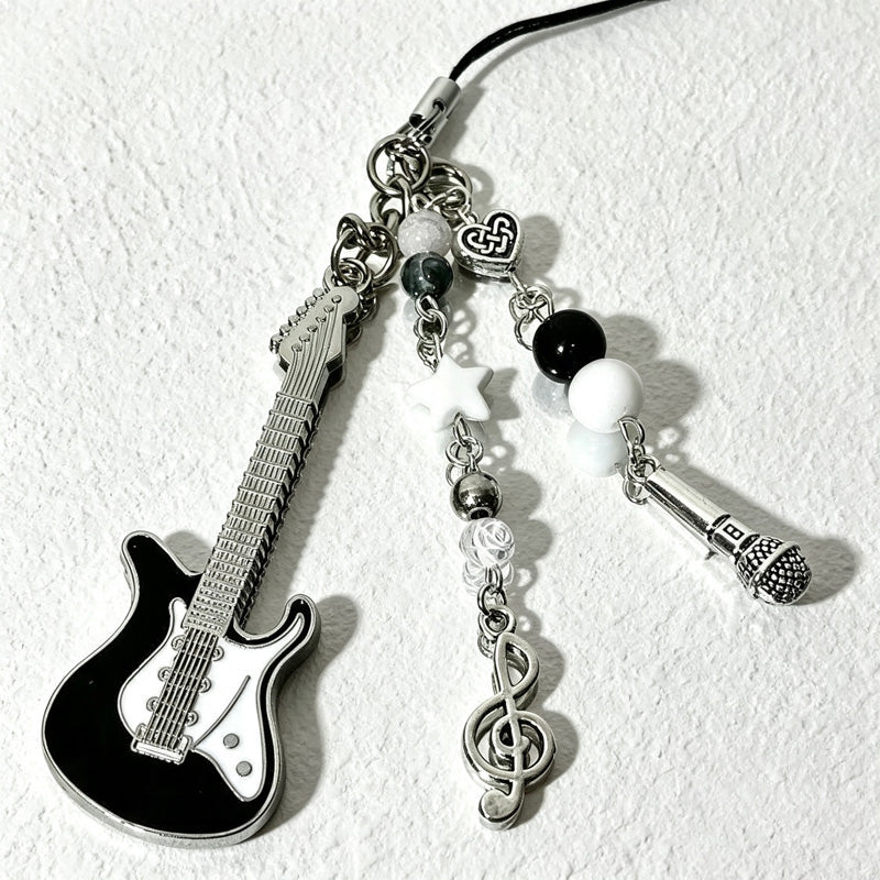 CouldNook Guitar and Microphone Beaded Phone Charm - Music Motifs
