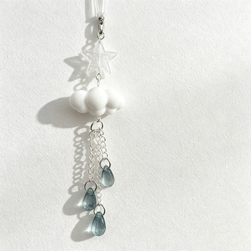 CouldNook Cloud Star Rain Beaded Phone Charm - Loop Cord Attachment