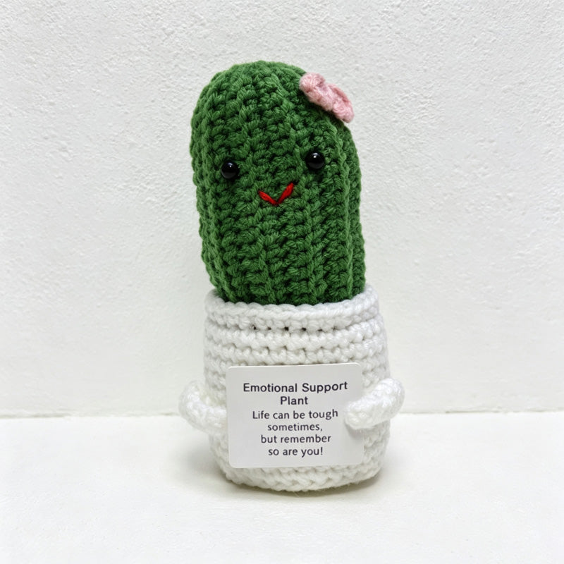 CouldNook Yarn Cactus Doll Planter - Bow Character Designs