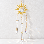 CouldNook Sun Suncatcher - Gold-Toned Rays and Three Hanging Pendant Strands