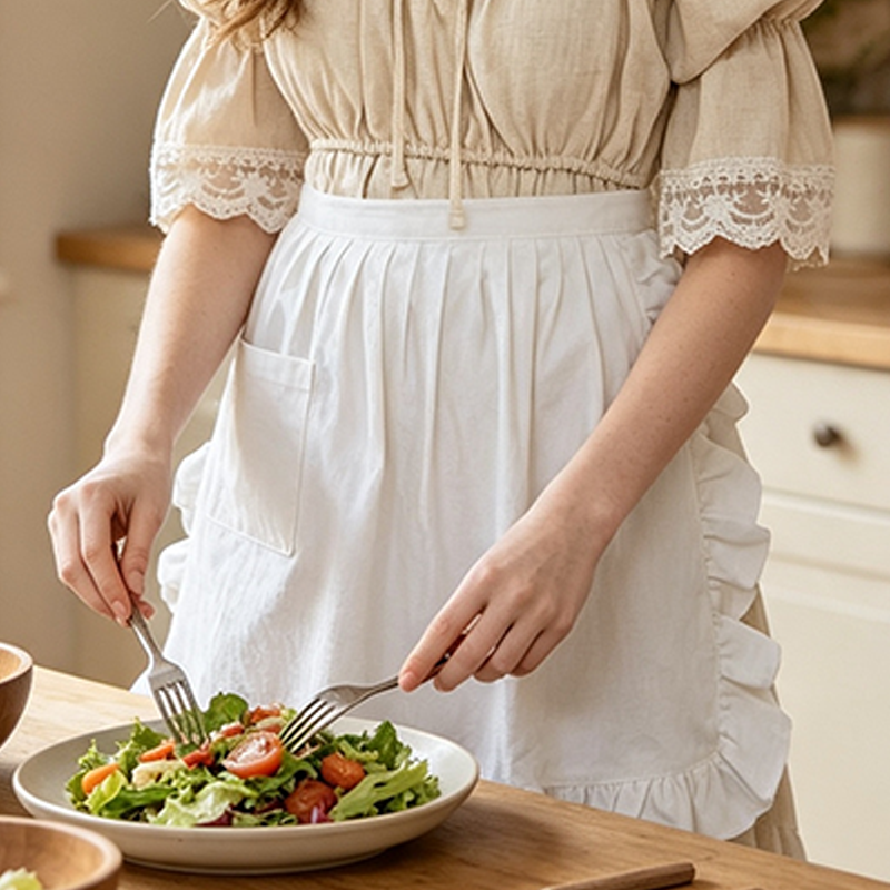 CouldNook Ruffled Half Apron - Waist Kitchen Accent