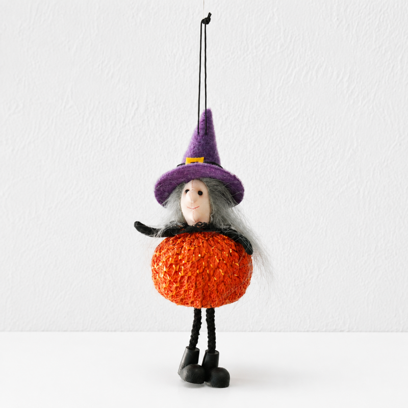 CouldNook Halloween Pumpkin-Body Doll Ornament - Sparkling Round Silhouette