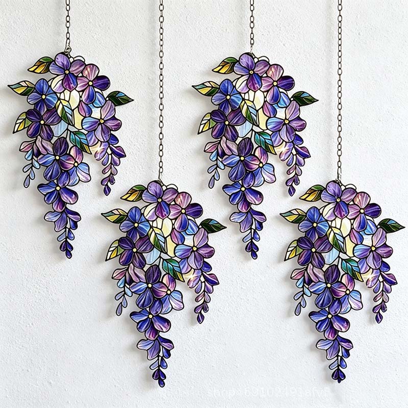 CouldNook Acrylic Floral Window Hanging - Outlined Petals And Trailing Sprigs