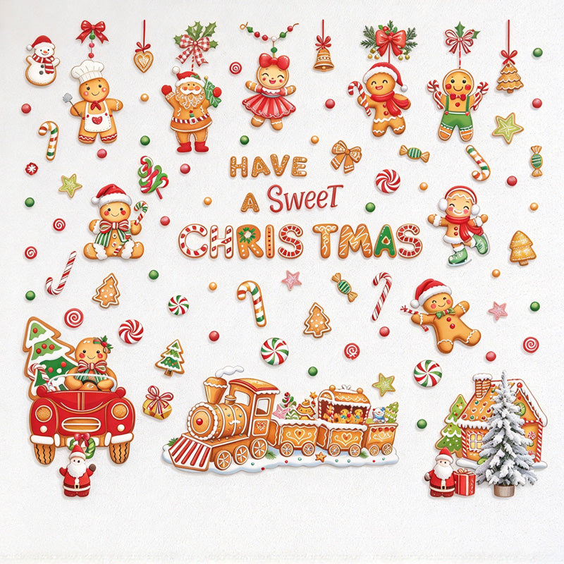 CouldNook Gingerbread Window Cling Set - Candy Motifs and Christmas Lettering