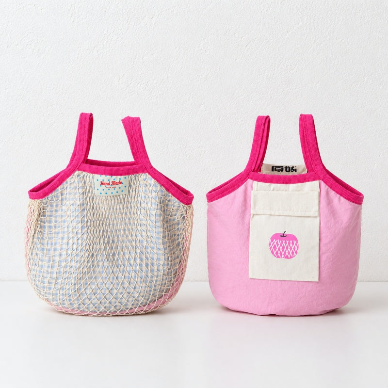 CouldNook Color‑Block Mesh Tote Bag‑Sweet Fresh Style Grid Net Handbag