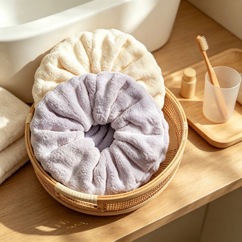CouldNook Plush Hair Towel Wrap - Soft Elastic Drying Cap