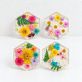 CouldNook Pressed Flower Coaster - Hexagonal Shape and Botanical Details