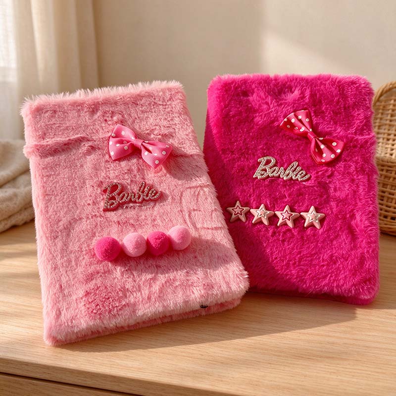 CouldNook Plush Bow Notebook - Dotted Ribbon And Decorative Cover Accents