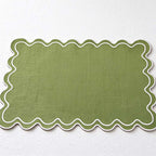 CouldNook Embroidered Placemat - Wavy Outline and Contrasting Stitched Border