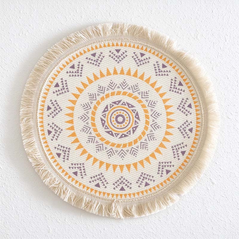 CouldNook Mandala Fringed Table Mat - Round Print