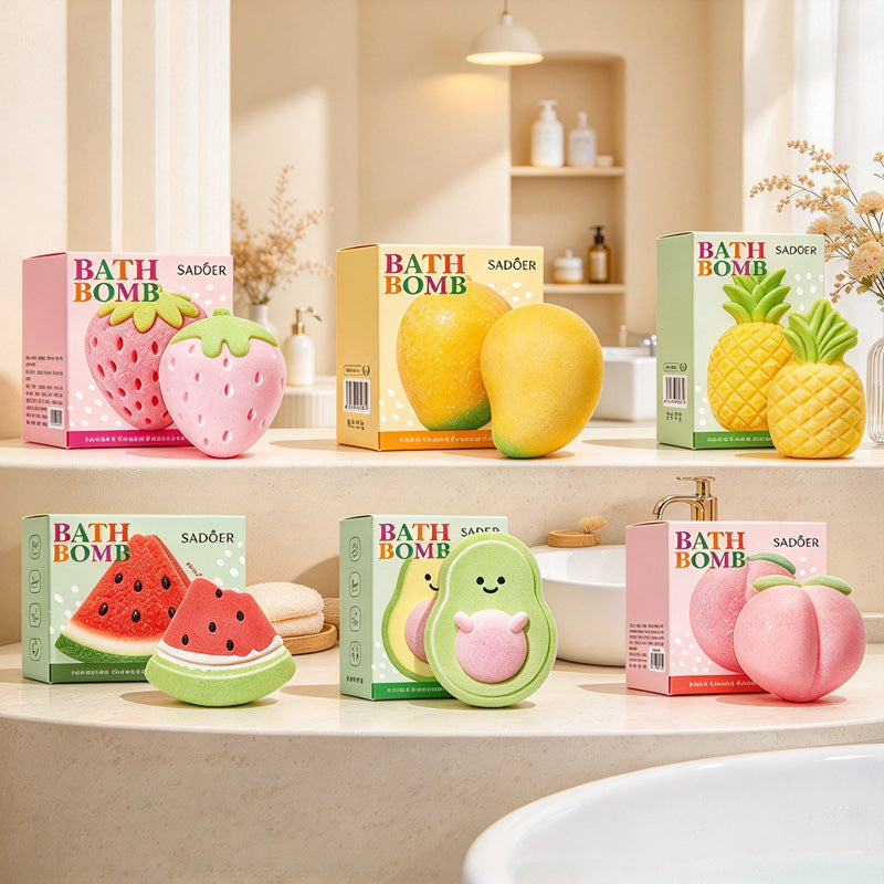 CouldNook Fruit Bath Bomb - Colorful Molded Shapes and Textured Details