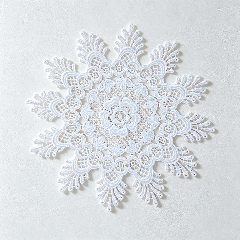 CouldNook Round Crocheted Lace Placemat - White Cream Sizes