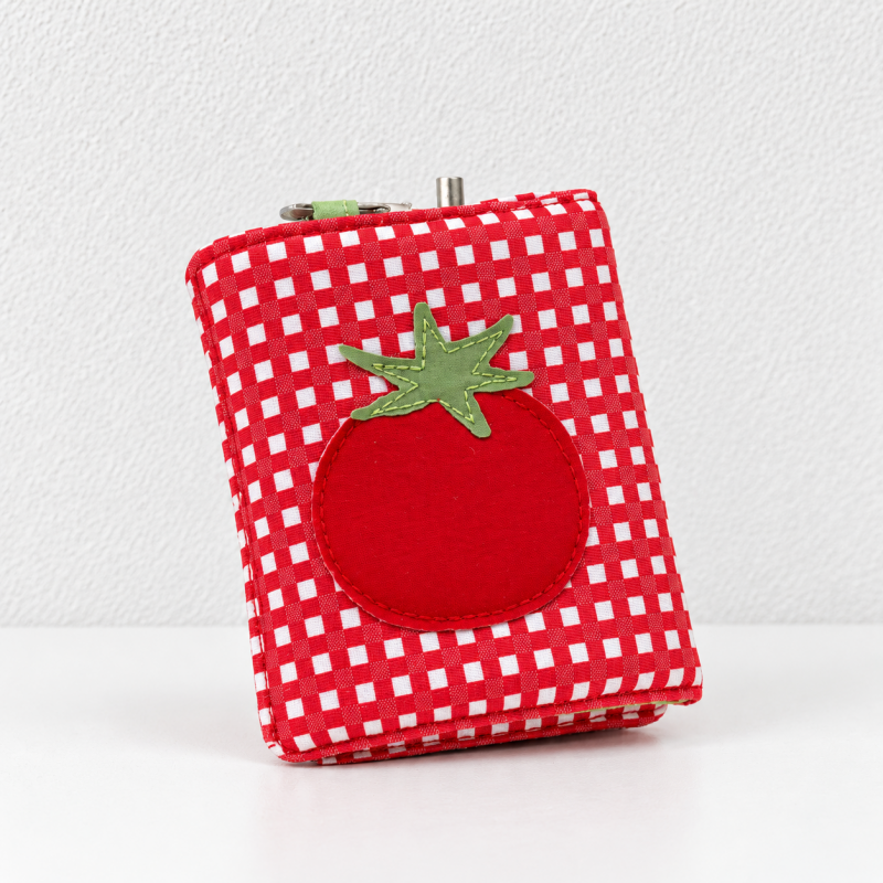 CouldNook Tomato Travel Organizer - Gingham Cover And Fold-Out Jewelry Storage
