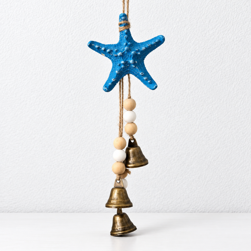 CouldNook Sea-Life Bell Hanging - Beaded Strands And Coastal Motif Choices