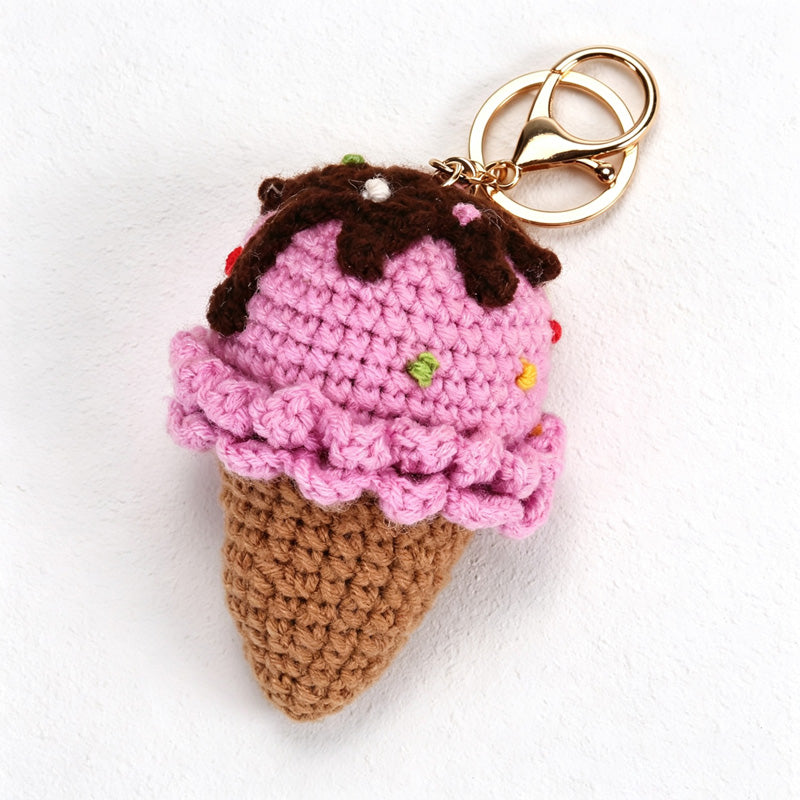 CouldNook Yarn Ice Cream Keychain - Scalloped Scoop Layers