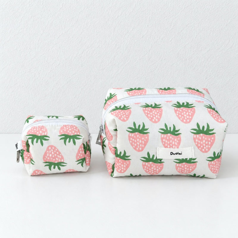 CouldNook Strawberry Zipper Pouch - Pink Fruit Print