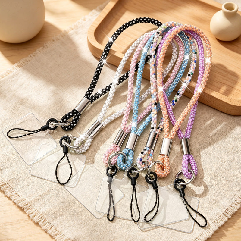 CouldNook Rhinestones Set Wrist Phone Strap with Figure-Eight Links