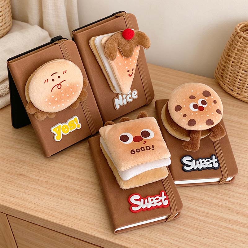 CouldNook Plush Food Notebook - Raised Character And Elastic Closure