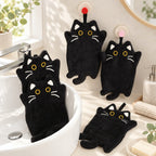 CouldNook Cat Hand Towel - Stitched Face and Curved Tail