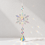 CouldNook Snowflake Suncatcher - Iridescent Facets and Shaped Glass Pendant Ends