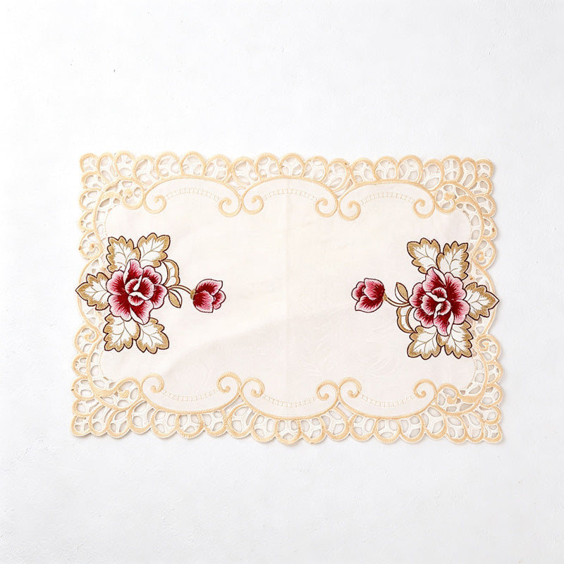 CouldNook Floral Embroidered Placemat - Scalloped Lace Border Collection