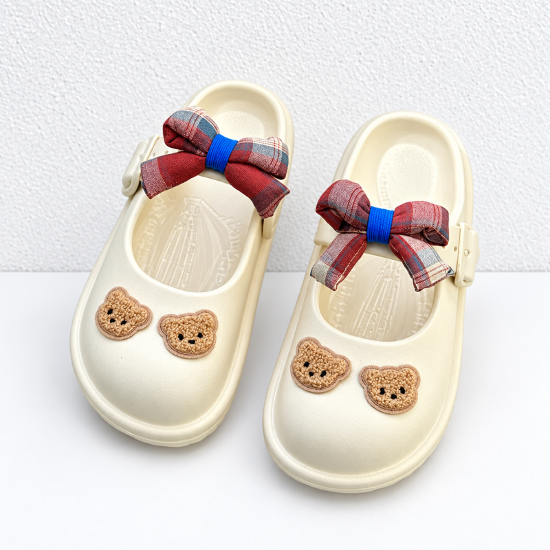 CouldNook Bear Mary Jane Slides - Three Neutral Color Options