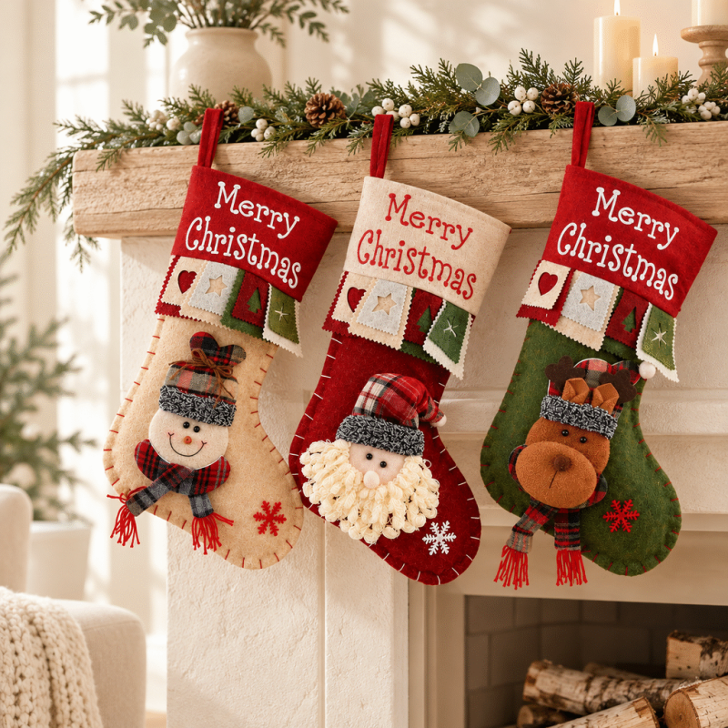 CouldNook Character Christmas Stocking - Raised Festive Face