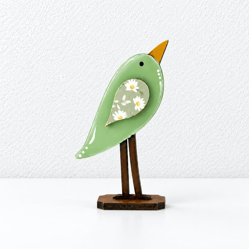 CouldNook Wooden Bird Figurine - Floral Wing Freestanding Tabletop Accent