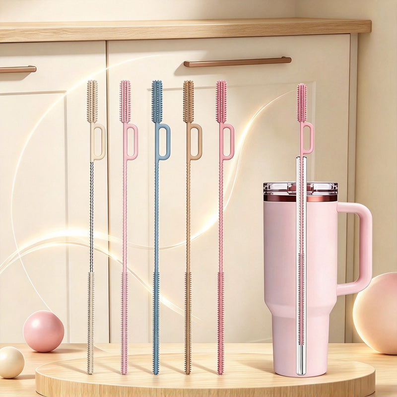 CouldNook Silicone Straw Cleaning Brush - Slender Head And Loop Handle