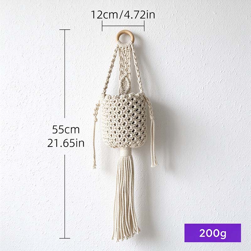 CouldNook Cotton Wall Storage Pocket - Knotted Detail and Long Tassel