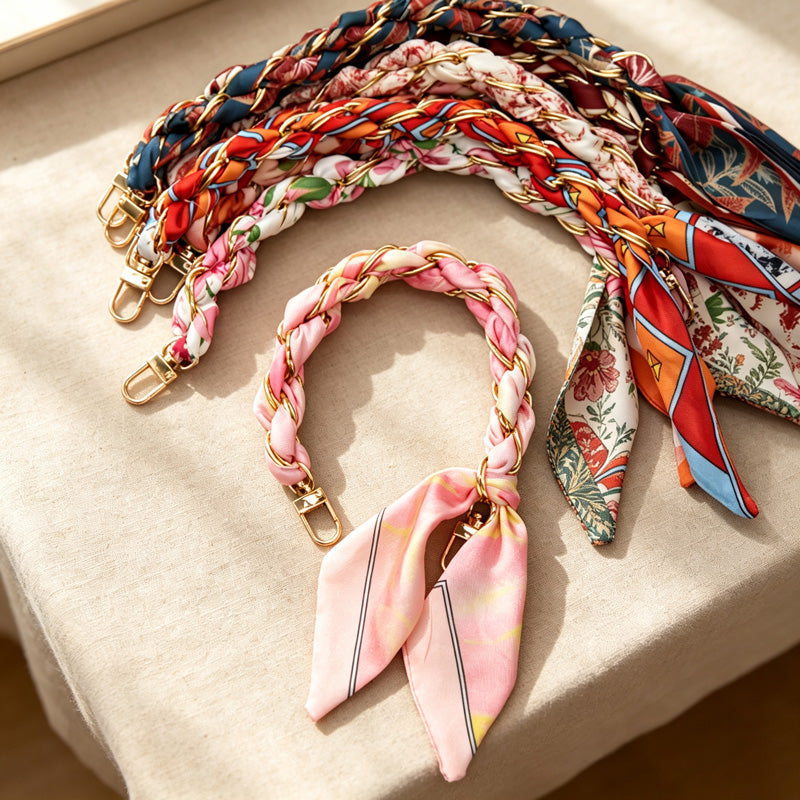CloudNook Silk Scarf Phone Wrist Strap‑Braided Anti‑Lost Lanyard