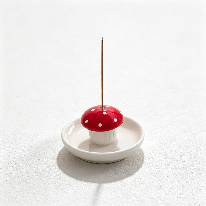 CouldNook Mushroom Incense Holder - Dotted Cap and Round Catch Tray