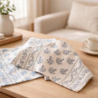 CouldNook Square Fabric Placemat - Crinkled Texture and Printed Floral Designs