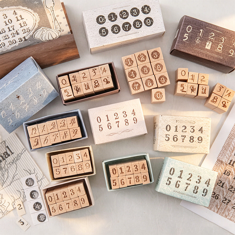 CouldNook Natural Beech Wood Stamp Set - Aesthetic Digital Imprint Series