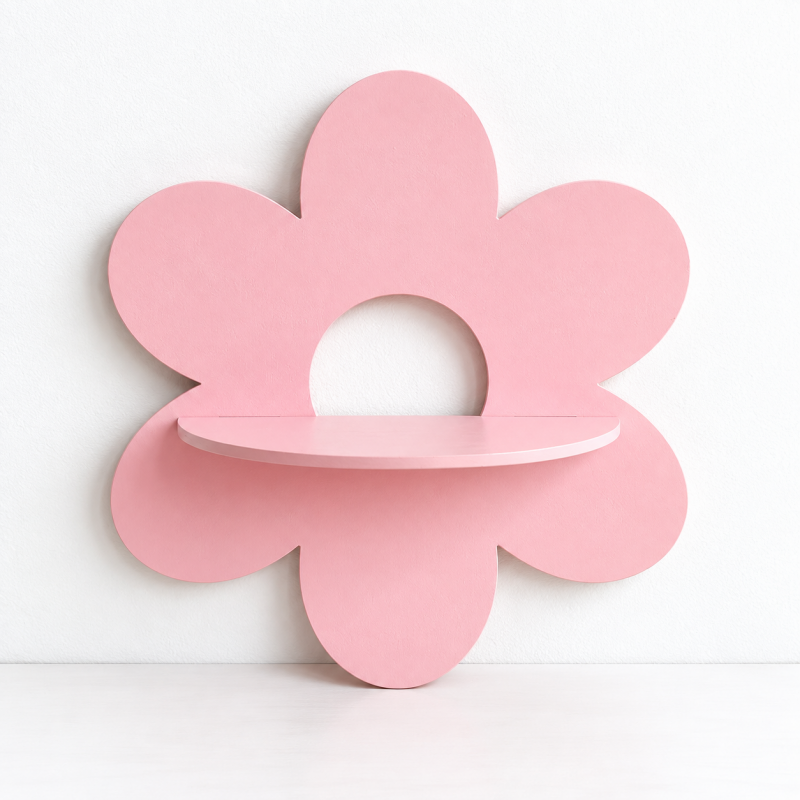 CouldNook Decorative Wall Shelf - Flower Or Wave Backing And Display Ledge