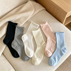 CouldNook Scalloped Ribbed Crew Socks-Scalloped Cuff Edge