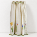 CouldNook Floral Cafe Curtain Panel - Embroidered Bloom Border