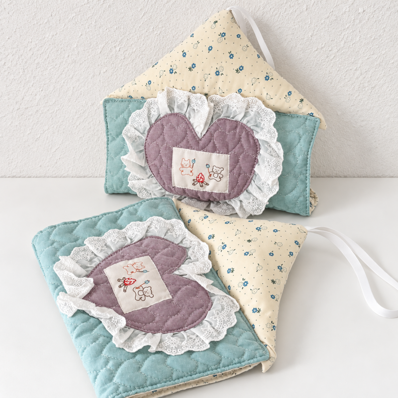 CouldNook Heart Applique Tissue Holder - Ruffled Hanging Design