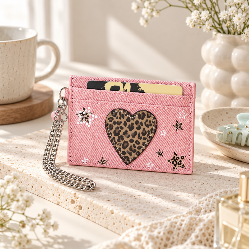 CouldNook Leopard Heart Card Holder - Chain Loop