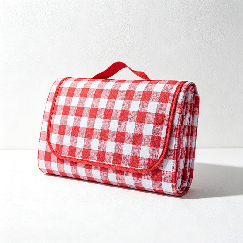CouldNook Yellow Gingham Picnic Mat - Compact Folded Case