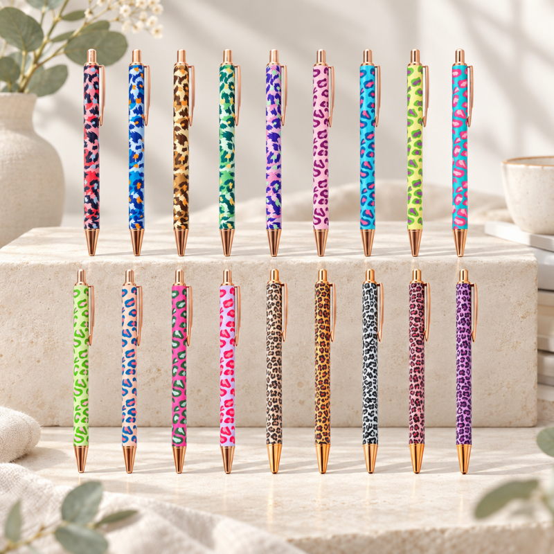 CouldNook Leopard Print Ballpoint Pen - Metal Barrel and Rose-Toned Trim