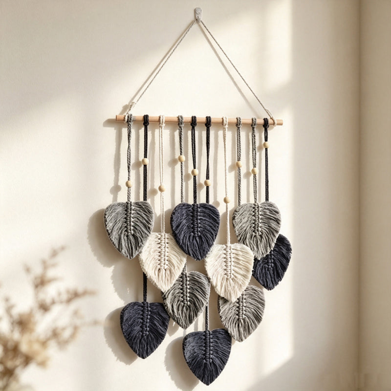 CloudNook  Macrame Heart Wall Hanging‑Boho Cotton Tapestry Decor