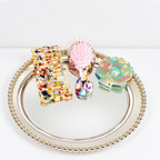CouldNook Comb Brush And Mirror Set - Patterned Bodies And Shell-Shaped Mirror