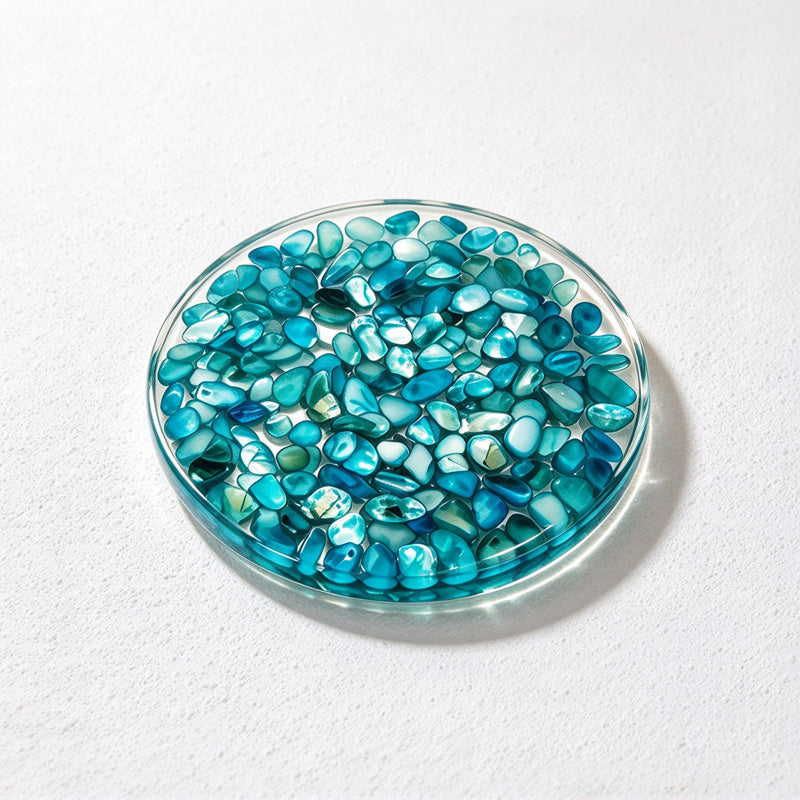 CouldNook Round Shell Coaster - Clear Resin and Iridescent Fragment Inlay