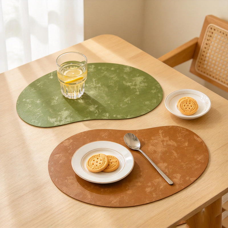 CouldNook Curved Placemat - Asymmetric Outline And Mottled Surface Finish