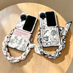 CouldNook Silver Monochrome Phone Wrist Strap - Scarf Link Loop