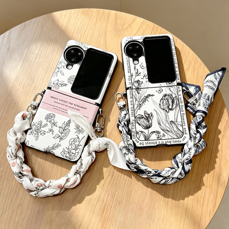 CouldNook Silver Monochrome Phone Wrist Strap - Scarf Link Loop