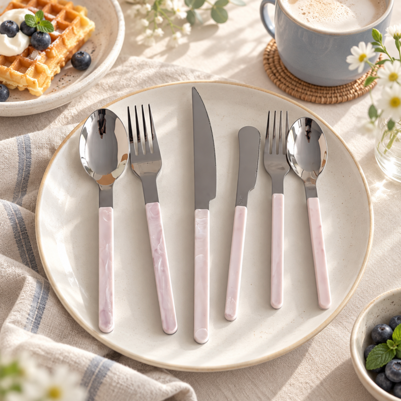 Swirl Handle Flatware - Slim Grips and Reflective Heads