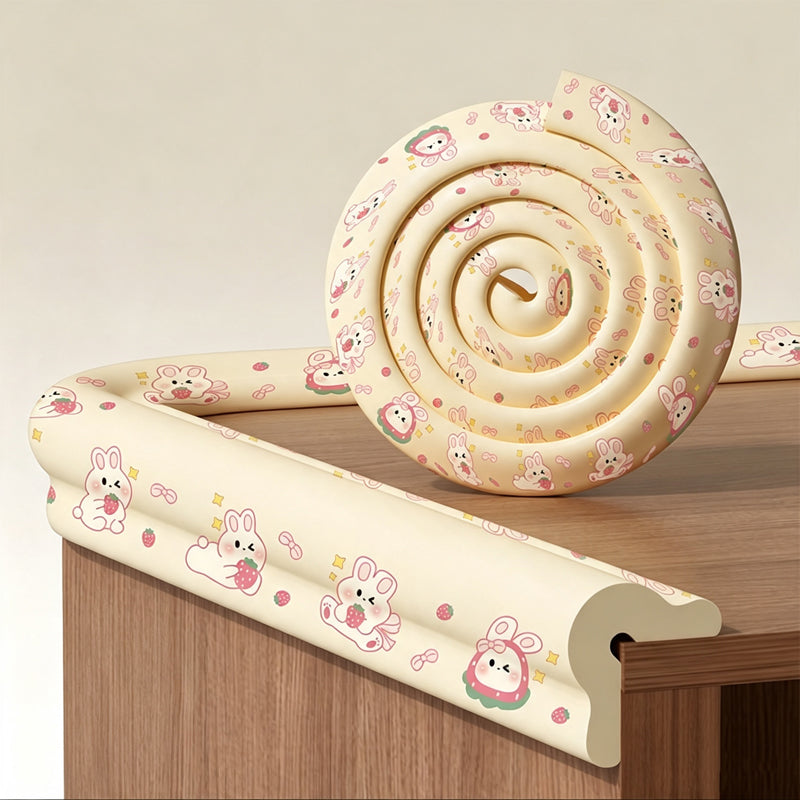 CloudNook L-Shaped Edge Guard-Thickened Removable Strawberry Rabbit Print